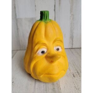 Vintage soft foam pumpkin face anthropomorphic Halloween prop decor